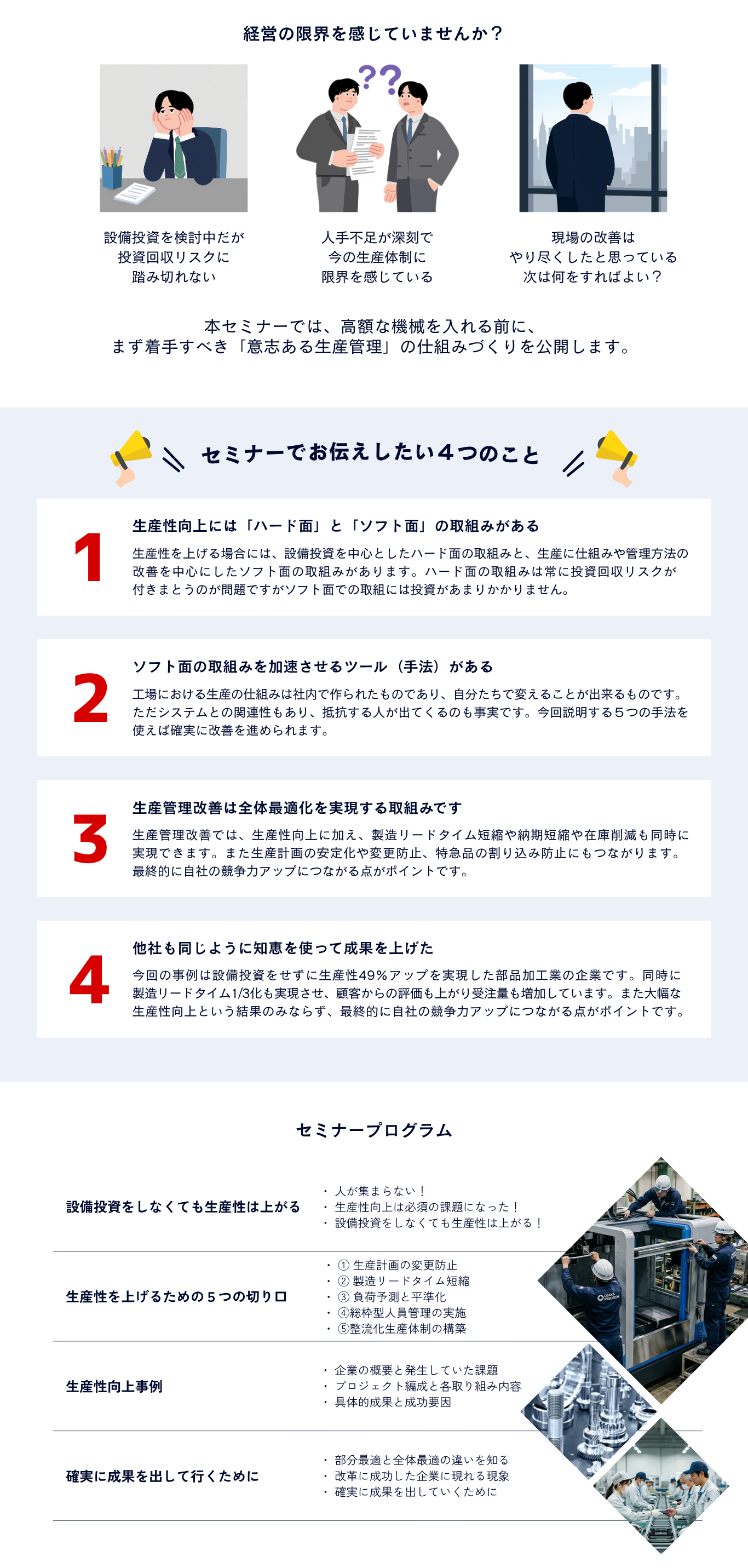 設備投資をせずに生産性を上げる～事例に学ぶ５つの切り口～